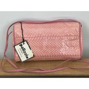 Palizzio Vintage Pink Genuine Reptile Skin Crossbody Bag Snakeskin Small Purse